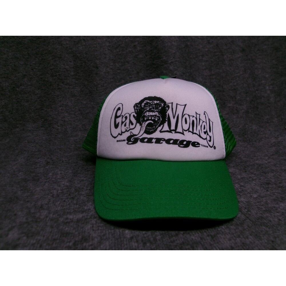 Gas Monkey Garage Hat Cap Strap Back Adjustable Adult Green Trucker Mesh